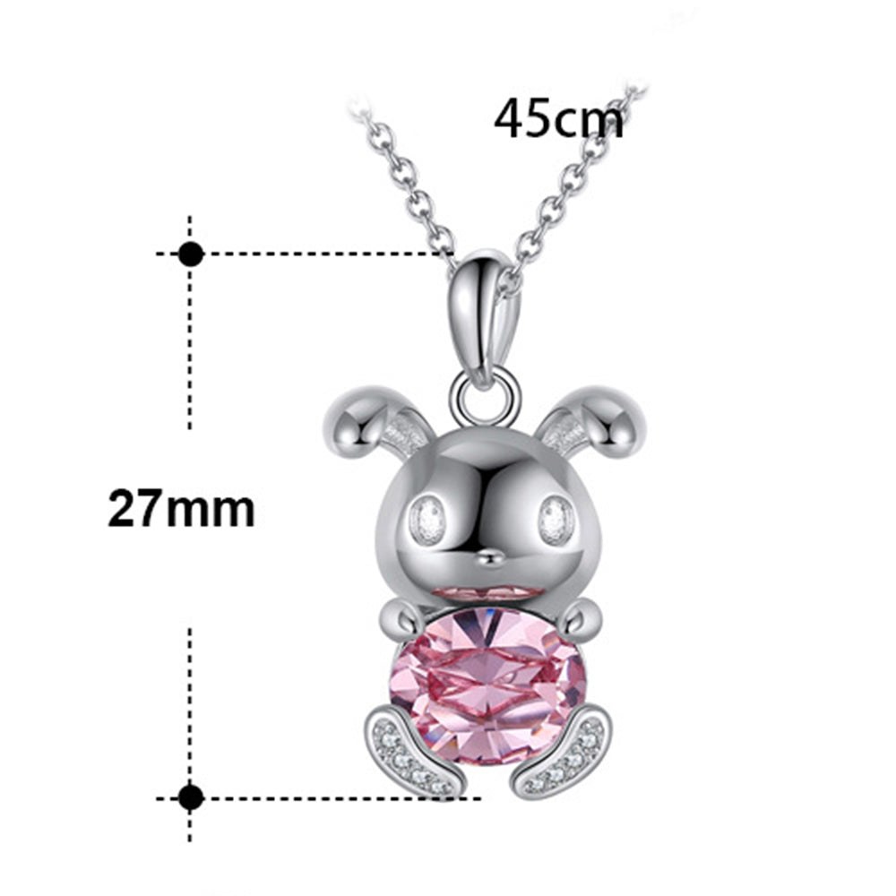 925 Sterling Silver Crystal Rabbit Necklace