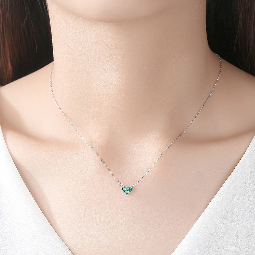 925 Sterling Silver Drop Zircon Necklace Fashion Jewelry Gift for Women Girls