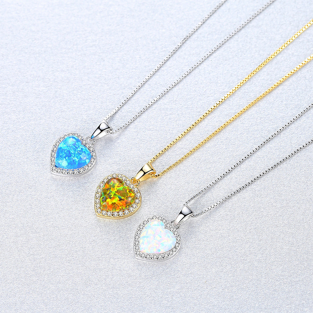 925 Sterling Silver Heart Necklace Fashion Jewelry Gift for Women Girls