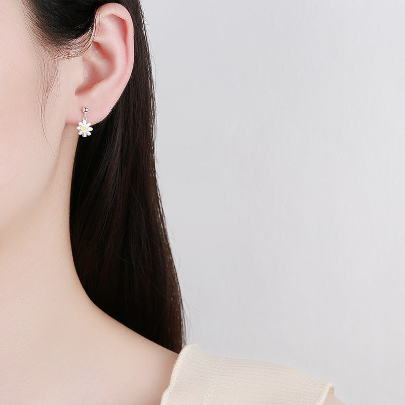 925 Sterling Silver Flower Screw Back Stud Earrings
