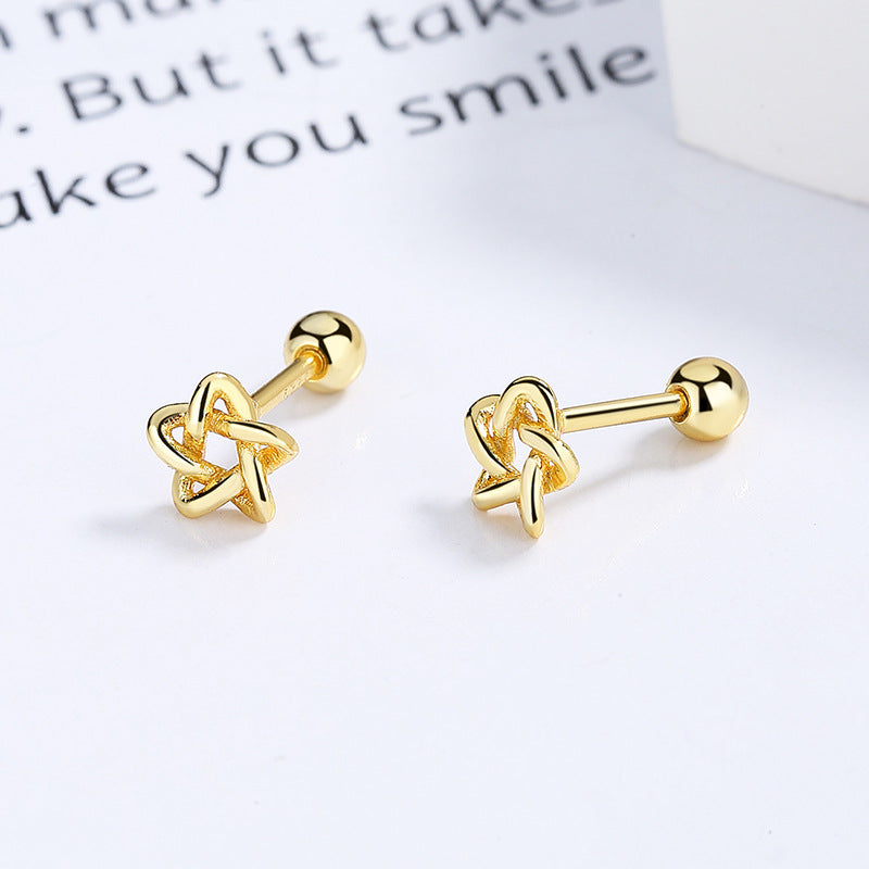 925 Sterling Silver Star Screw Back Stud Earrings