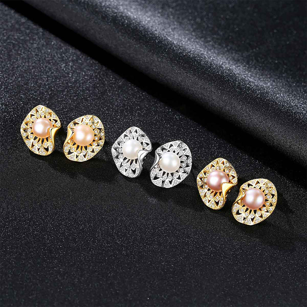 925 Sterling Silver Natural Pearl Drop Earrings Fashion Jewelry Gift for Women Girls
