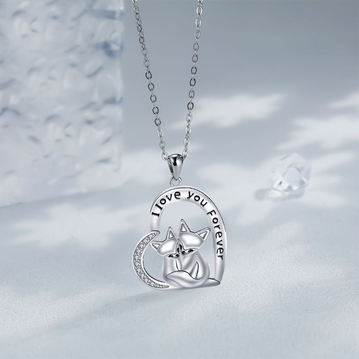Copper With Silver Plated Heart Cats Pendant Necklace