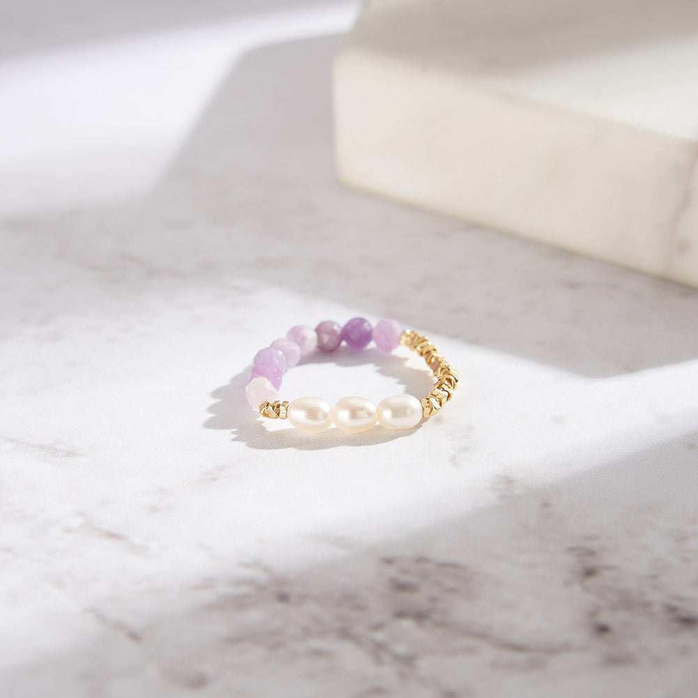925 Sterling Silver Natural Pearl Ring Fashion Jewelry Gift for Women Girls