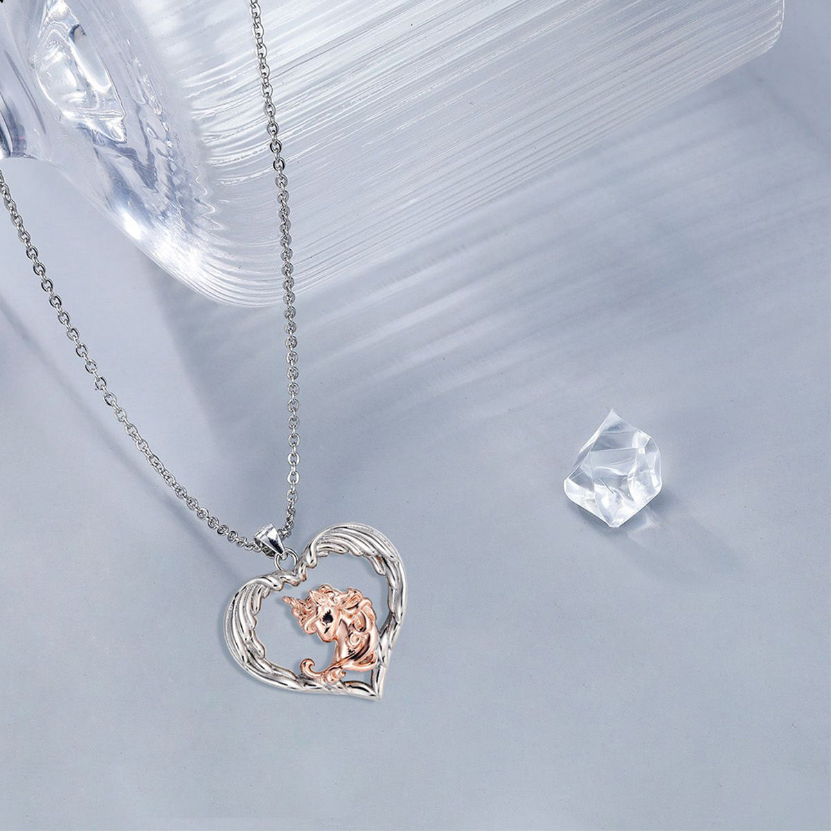 Copper With Silver/Rosegold Plated Heart Pendant Necklace