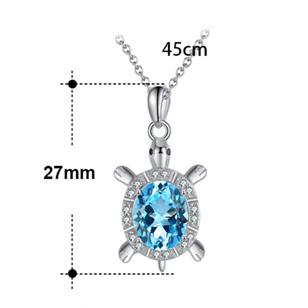 925 Sterling Silver Crystal Turtle Necklace