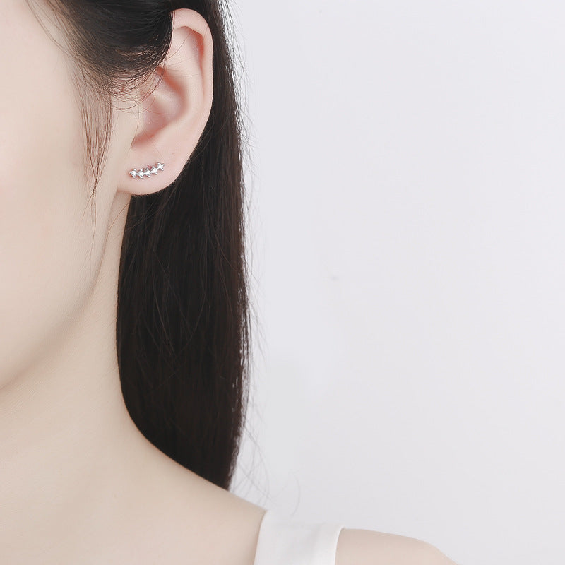 925 Sterling Silver Wave Screw Back Stud Earrings