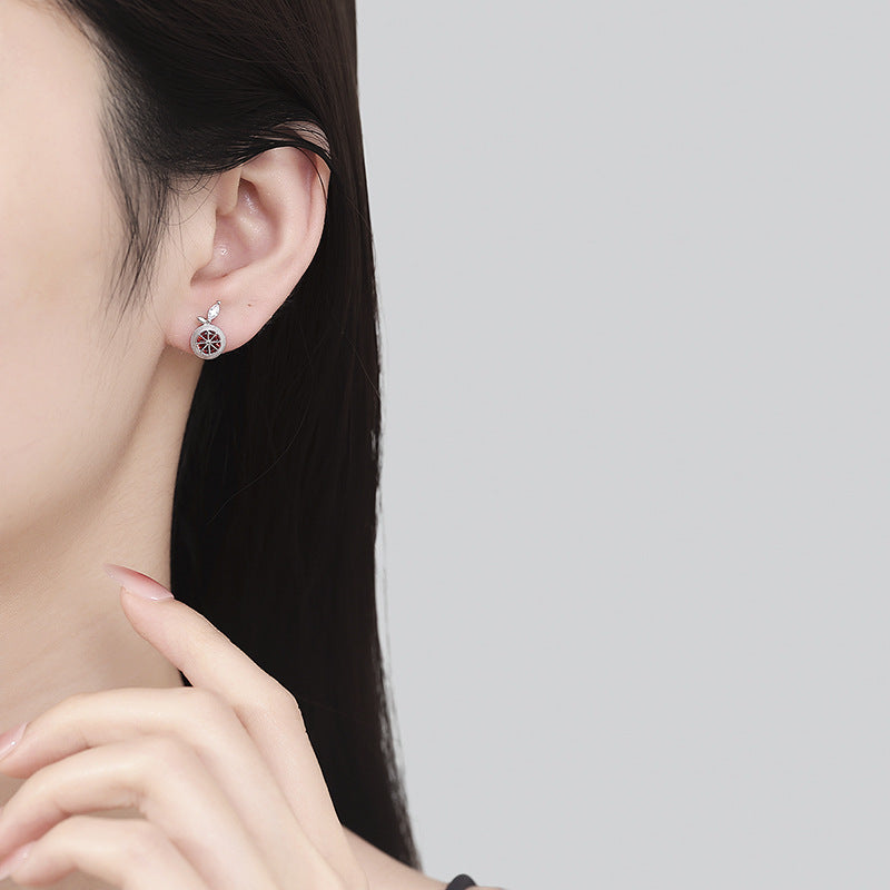 925 Sterling Silver Fruit Screw Back Stud Earrings