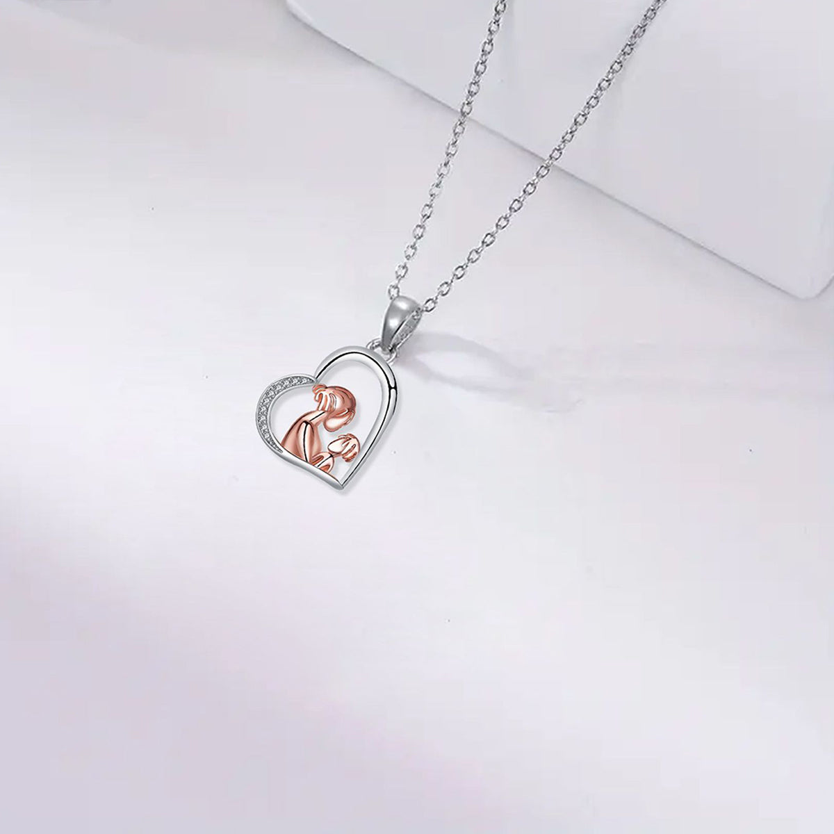 Copper With Silver/Rosegold Plated Heart Pendant Necklace