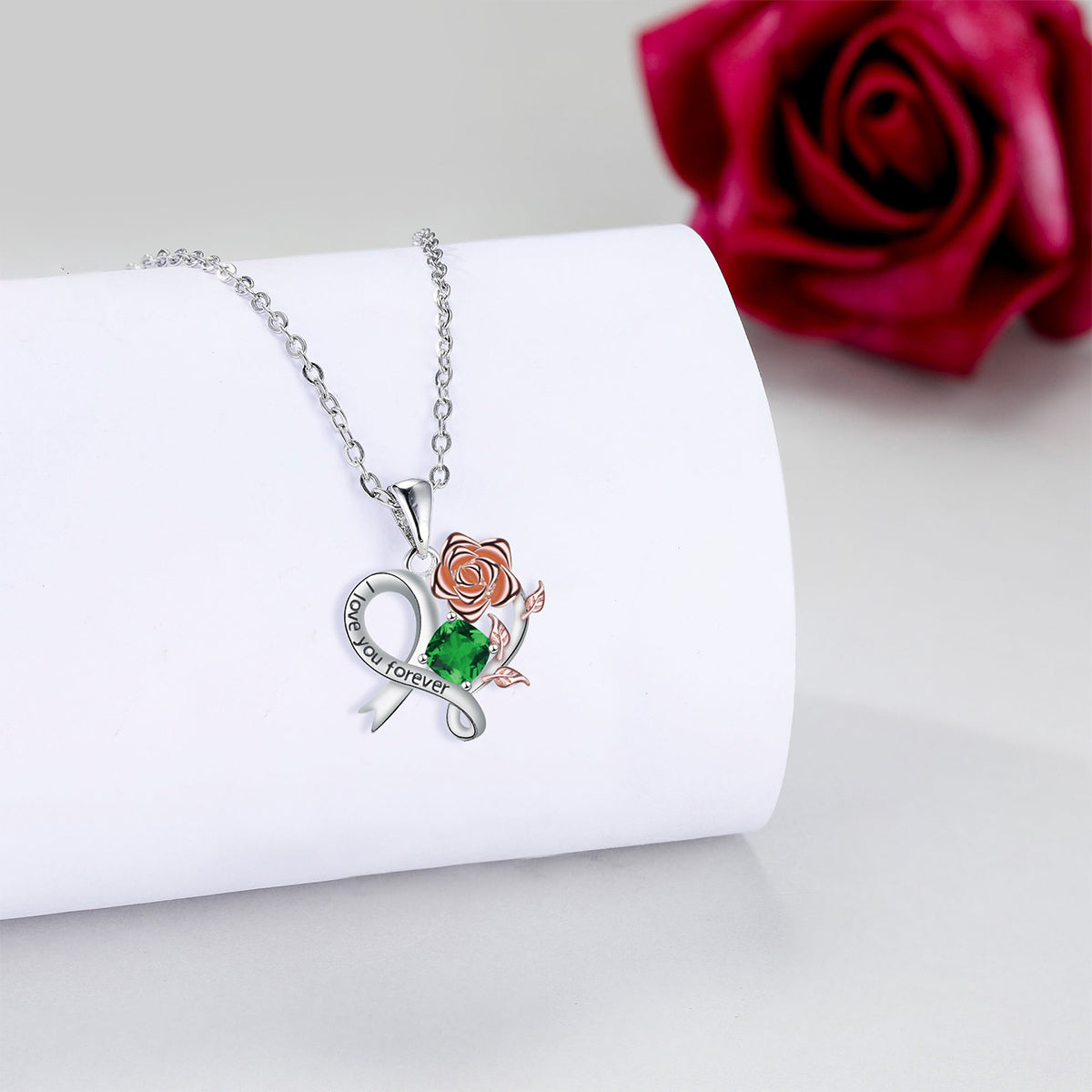 Copper With Silver/Rosegold Plated Heart Pendant Necklace