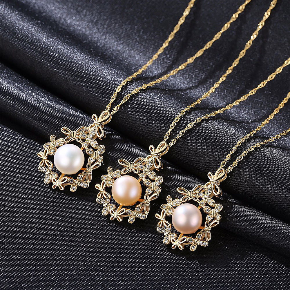 925 Sterling Silver Natural Pearl Drop Necklace Fashion Jewelry Gift for Women Girls