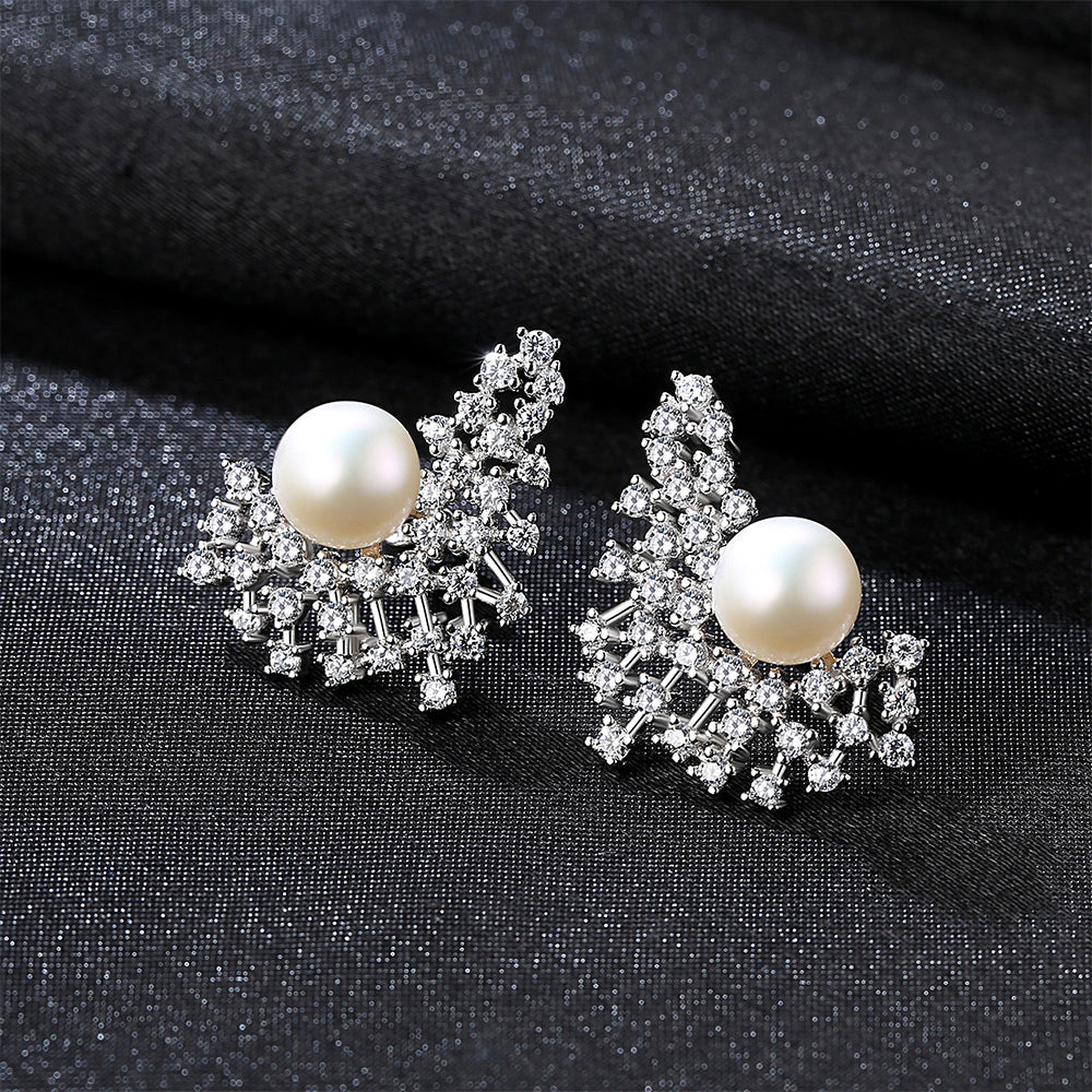 925 Sterling Silver Natural Pearl Drop Earrings Fashion Jewelry Gift for Women Girls