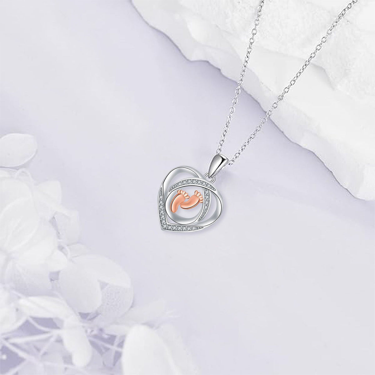 Copper With Silver/Rosegold Plated Heart Pendant Necklace
