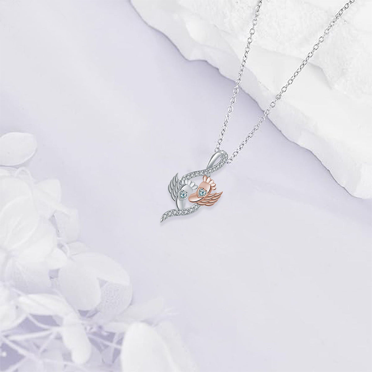Copper With Silver/Rosegold Plated Wings Pendant Necklace