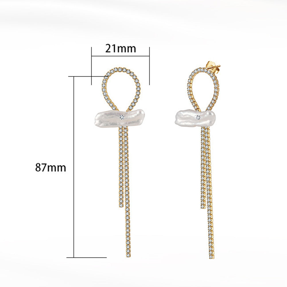 925 Sterling Silver Natural Pearl Earrings Fashion Jewelry Gift for Women Girl