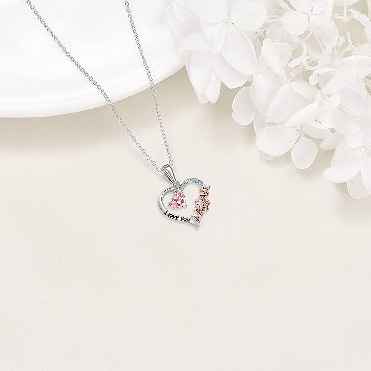 Copper With Silver/Rosegold Plated Heart Pendant Necklace