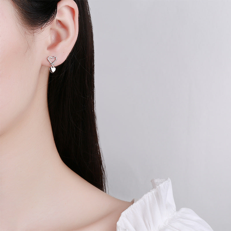 925 Sterling Silver Heart Screwed Earrings