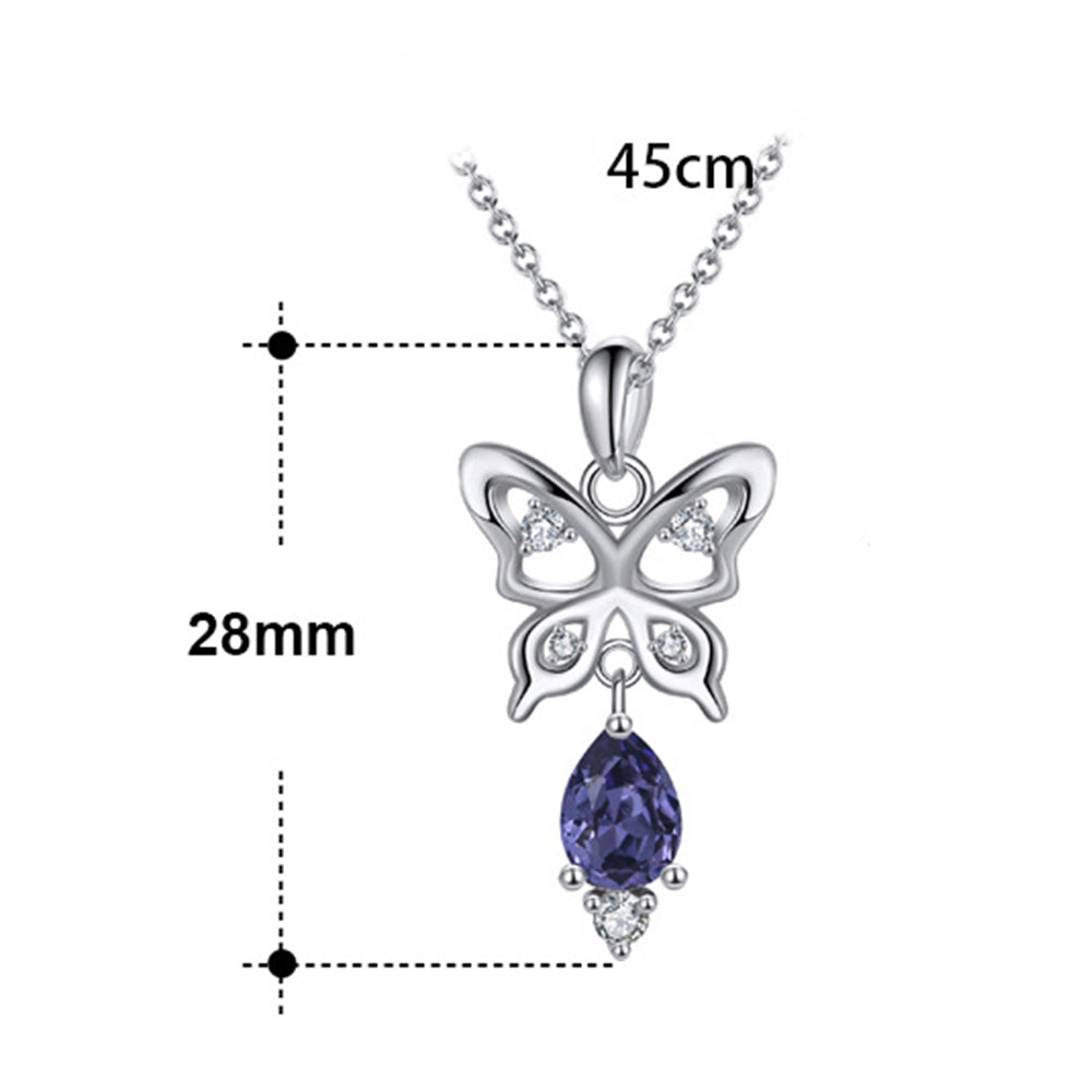 925 Sterling Silver Crystal Butterfly Necklace