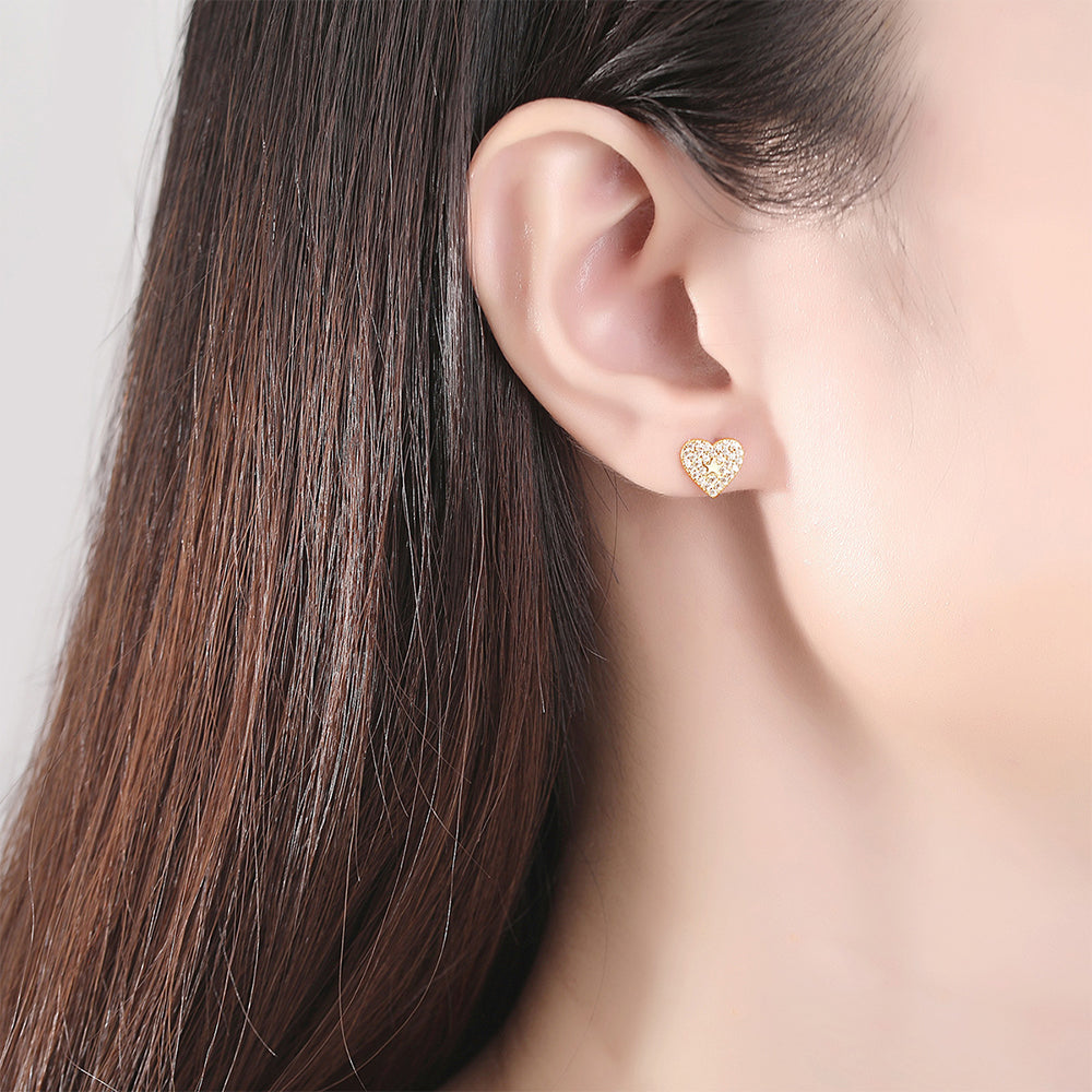 925 Sterling Silver Heart Earrings Fashion Jewelry Gift for Women Girls