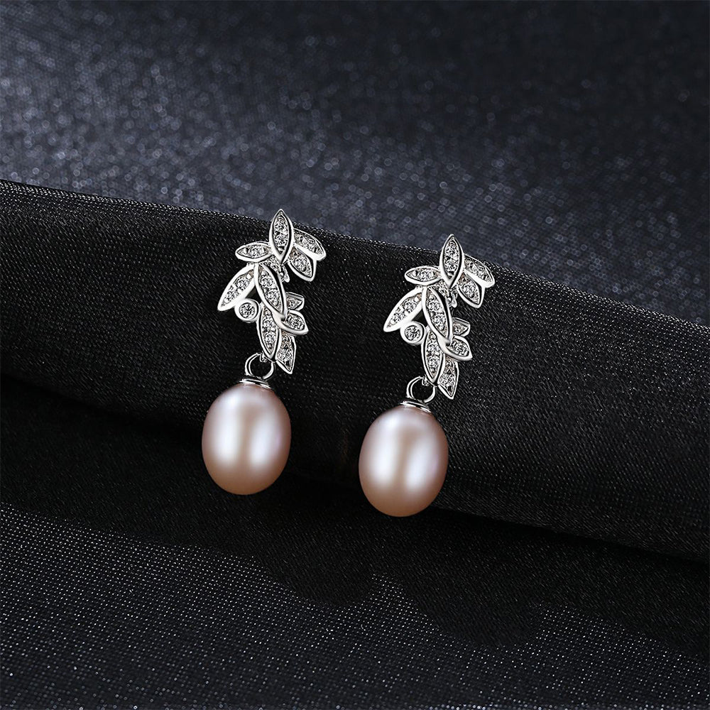 925 Sterling Silver Natural Pearl Stud Earrings Fashion Jewelry Gift for Women Girls