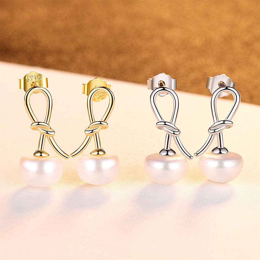 925 Sterling Silver Natural Pearl Drop Earrings Fashion Jewelry Gift for Women Girls