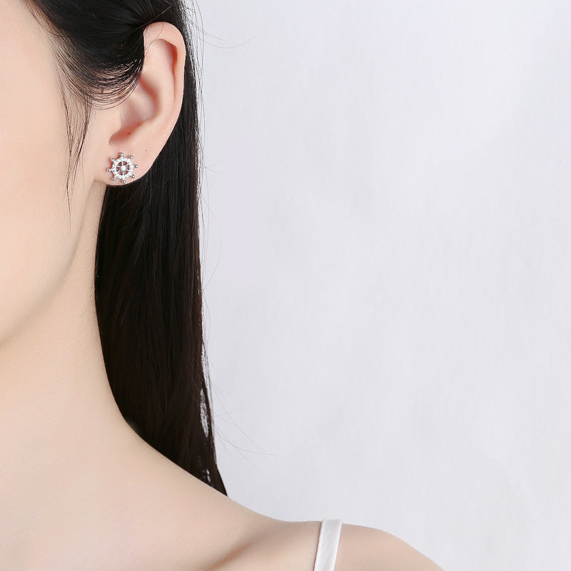 925 Sterling Silver Wheel Screw Back Stud Earrings