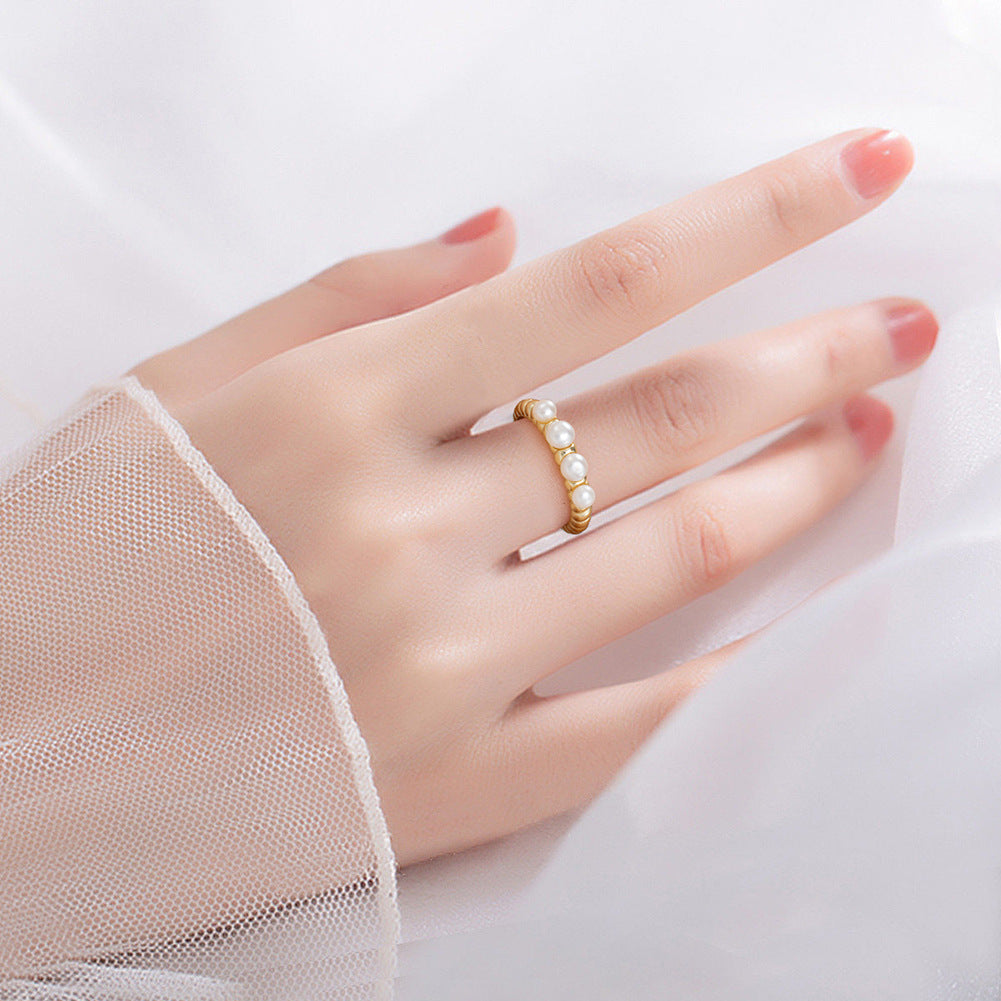 Anillo de perla natural de plata de ley 925, joyería de moda, regalo para mujeres y niñas.
