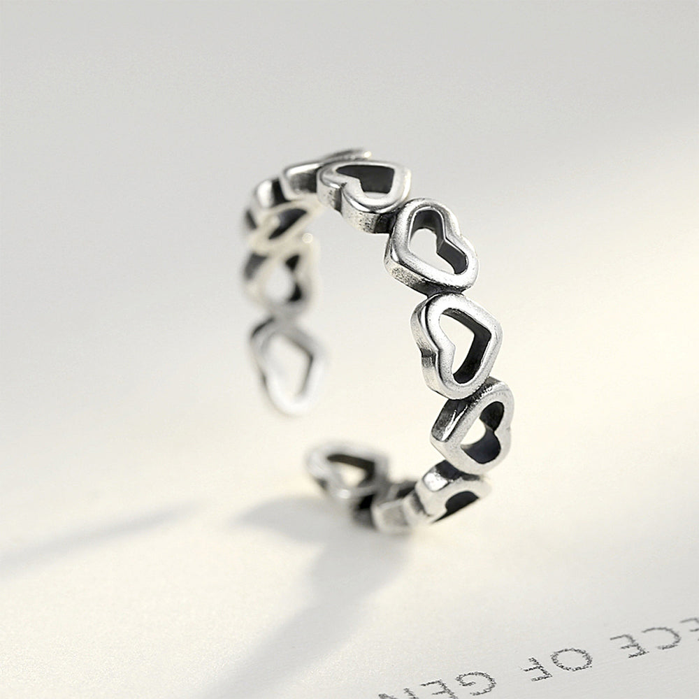925 Sterling Silver Heart Ring Fashion Jewelry Gift for Women Girls