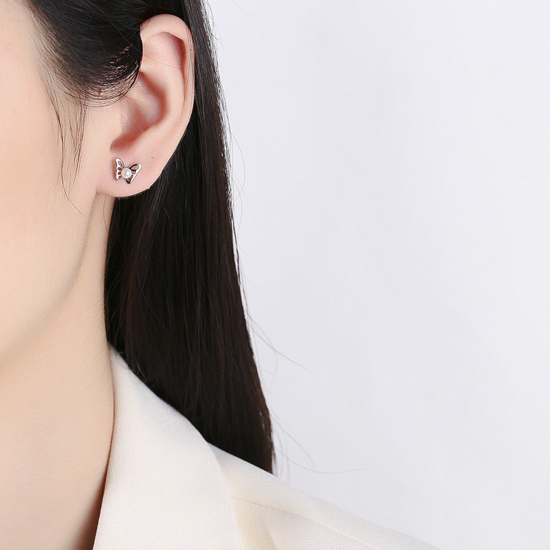 925 Sterling Silver Butterfly Screw Back Stud Earrings