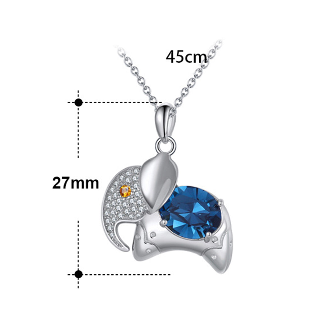 925 Sterling Silver Crystal Elephant Necklace