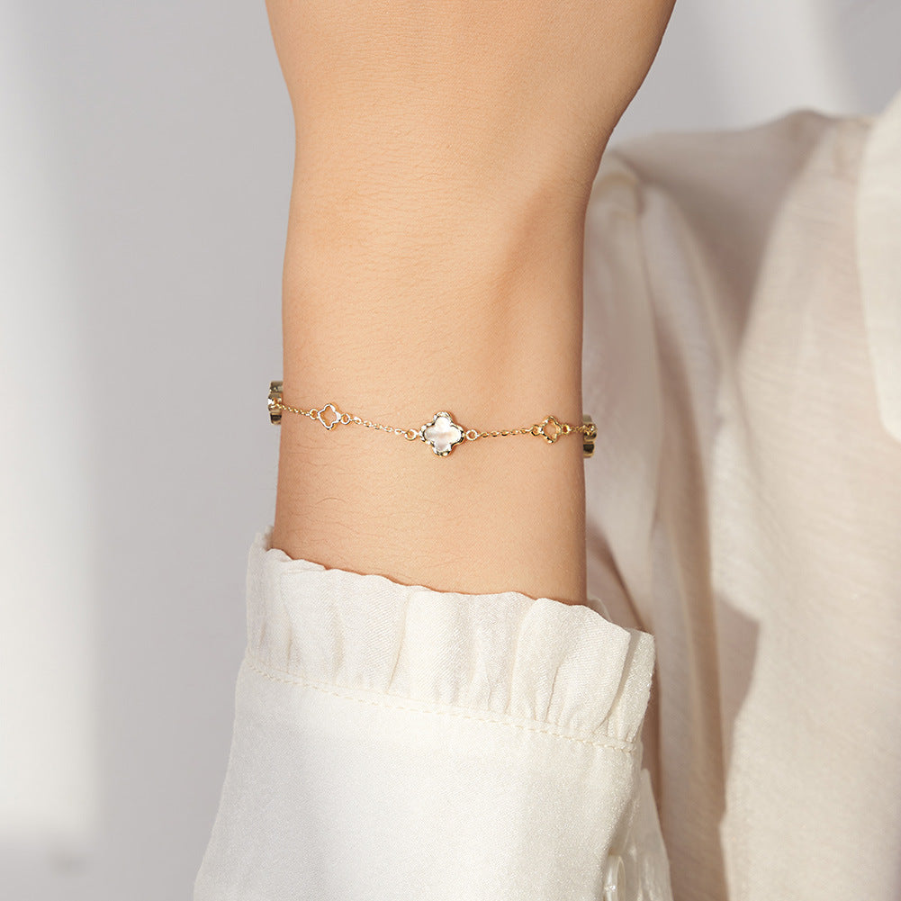 925 Sterling Silver Pearl Bracelet Fashion Jewelry Gift for Women Girls