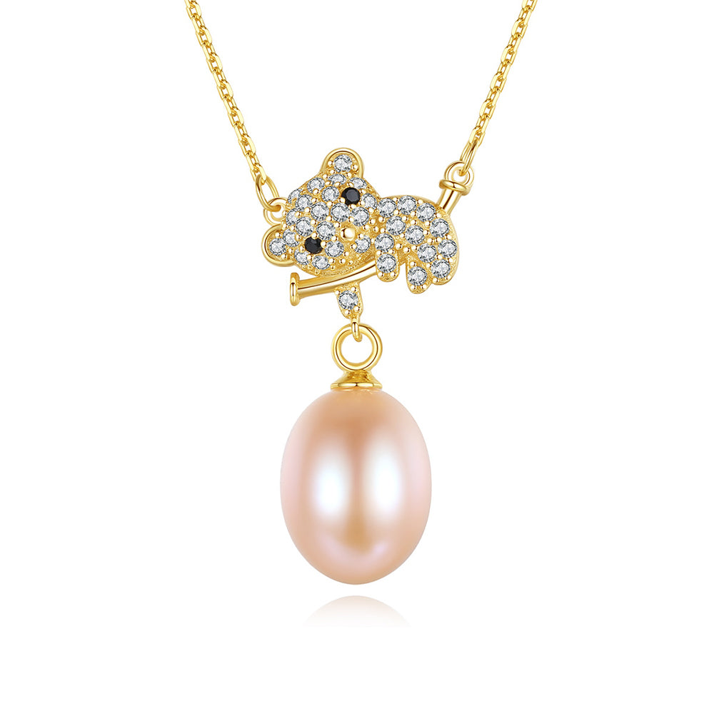 925 Sterling Silver Natural Pearl Drop Necklace Fashion Jewelry Gift for Women Girls