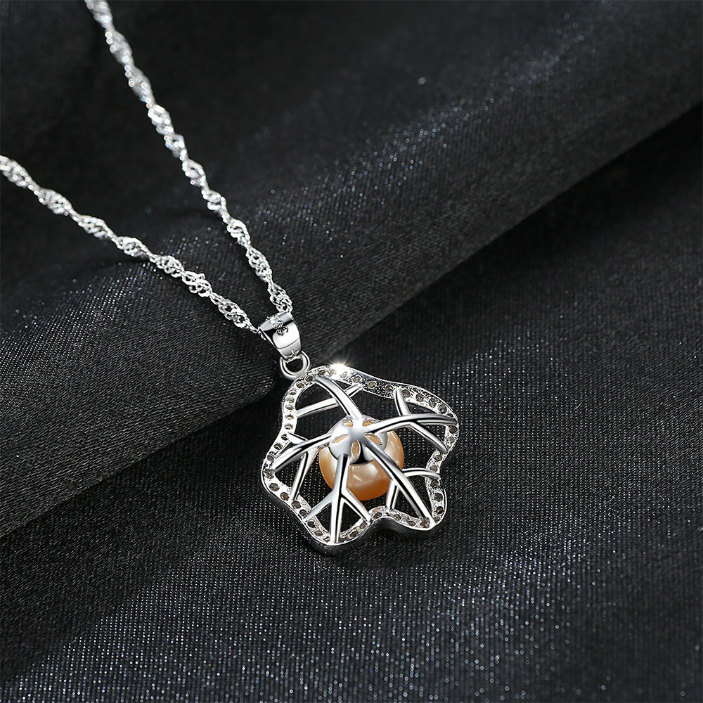 925 Sterling Silver Natural Pearl Drop Necklace Fashion Jewelry Gift for Women Girls