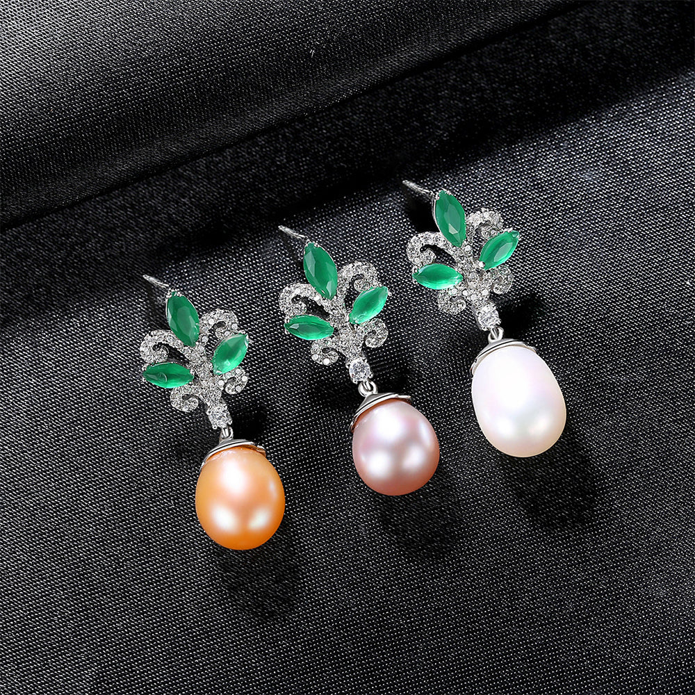 925 Sterling Silver Natural Pearl Drop Earrings Fashion Jewelry Gift for Women Girls