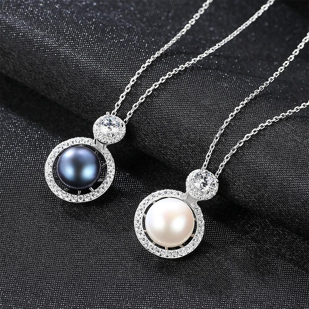 925 Sterling Silver Natural Pearl Drop Necklace Fashion Jewelry Gift for Women Girls