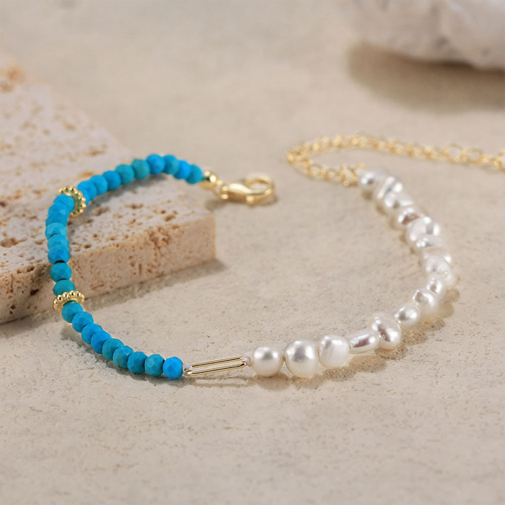 925 Sterling Silver Pearl Bracelet Fashion Jewelry Gift for Women Girls