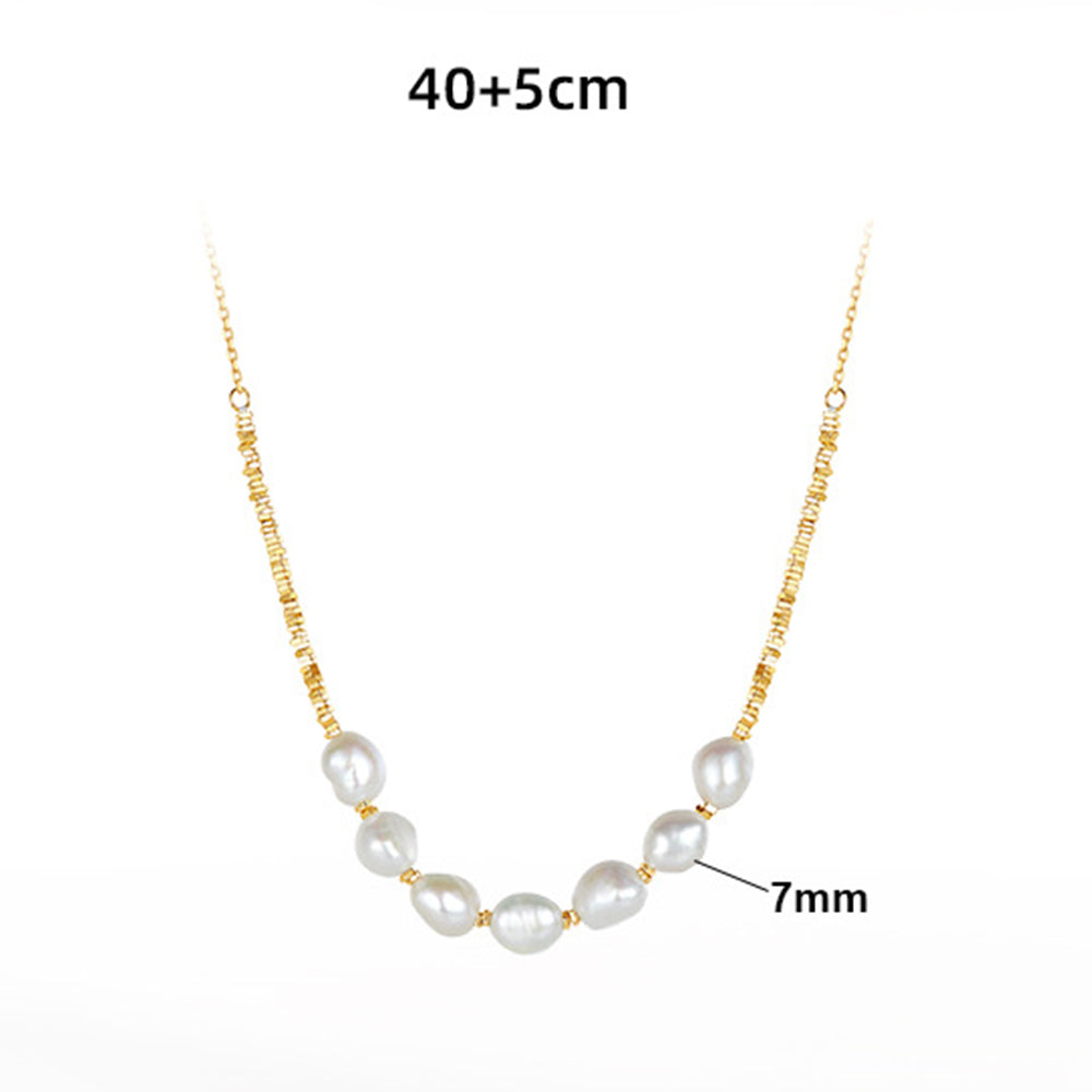925 Sterling Silver Natural Pearl Necklace Fashion Jewelry Gift for Women Girls