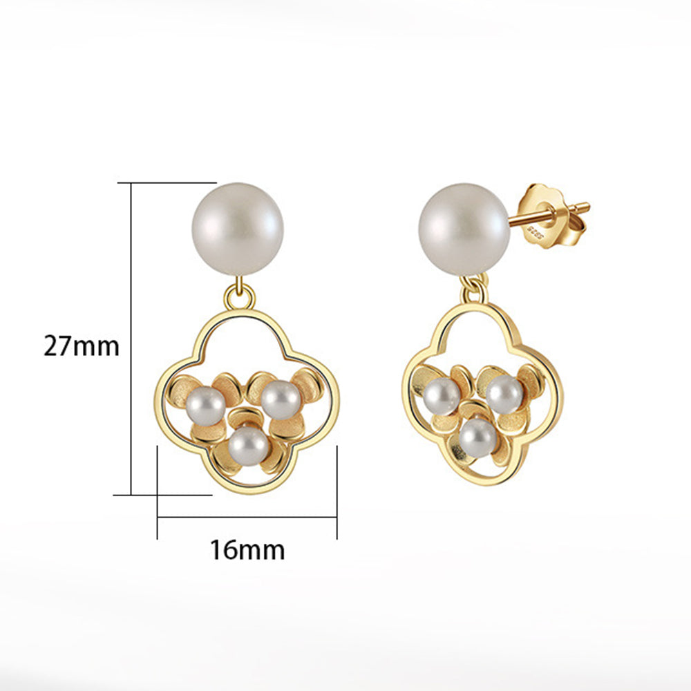 925 Sterling Silver Natural Pearl Earrings Fashion Jewelry Gift for Women Girl