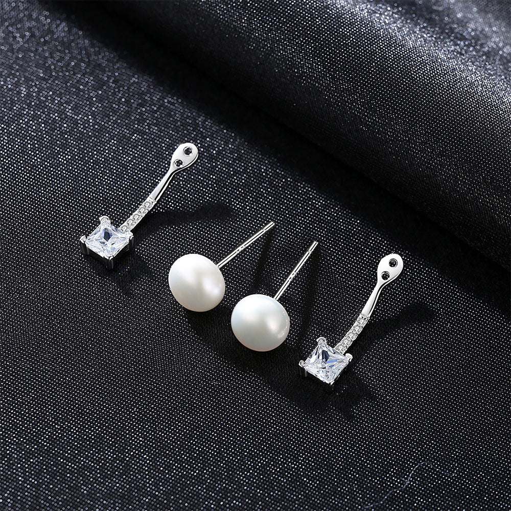 925 Sterling Silver Natural Pearl Drop Earrings Fashion Jewelry Gift for Women Girls
