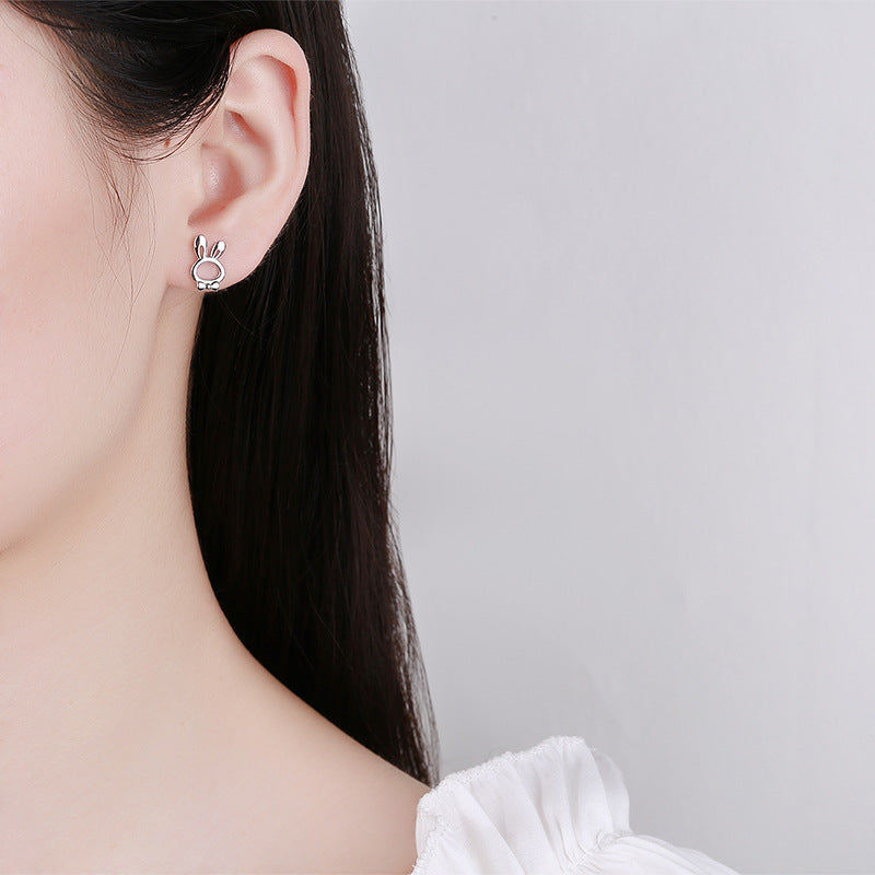 925 Sterling Silver Rabbit Carrot Screw Back Stud Earrings