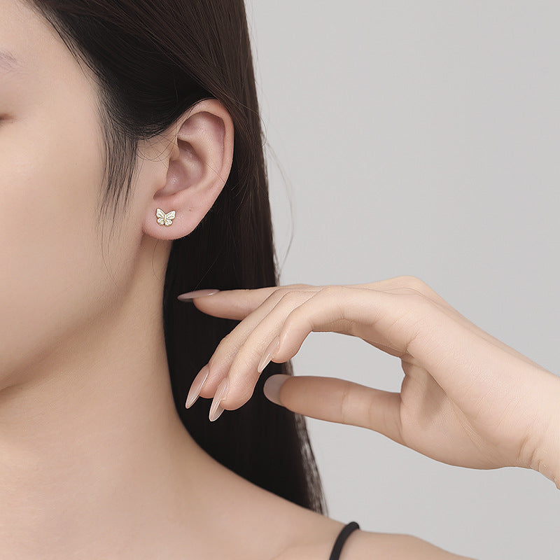 925 Sterling Silver Butterfly Screw Back Stud Earrings