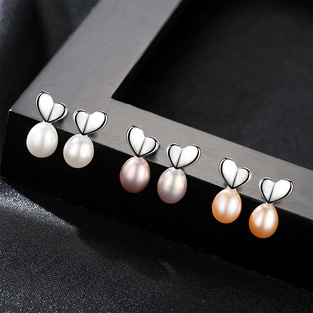 925 Sterling Silver Natural Pearl Drop Earrings Fashion Jewelry Gift for Women Girls