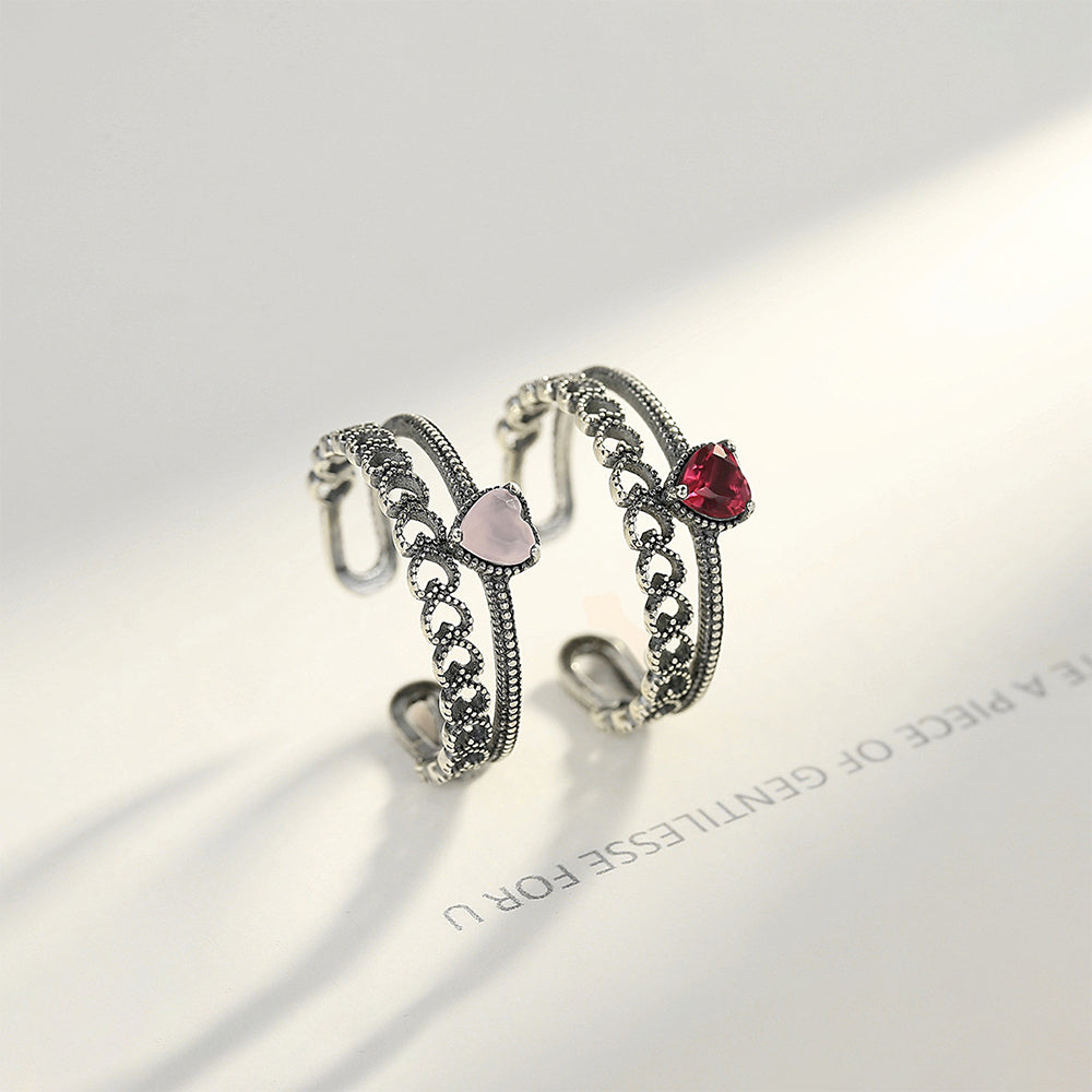 925 Sterling Silver Heart Ring Fashion Jewelry Gift for Women Girls