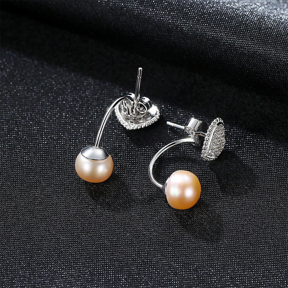 925 Sterling Silver Natural Pearl Long Drop Earrings Fashion Jewelry Gift for Women Girls