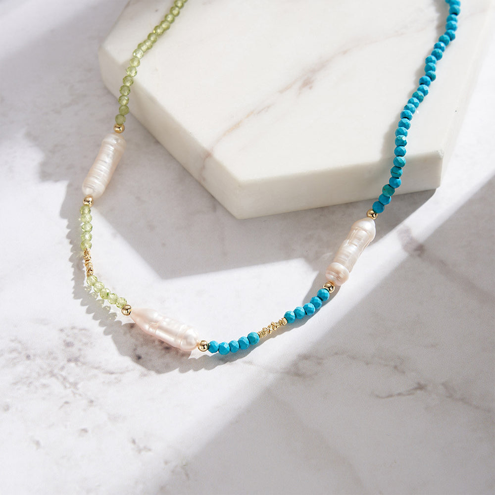 925 Sterling Silver Natural Pearl Necklace Fashion Jewelry Gift for Women Girls