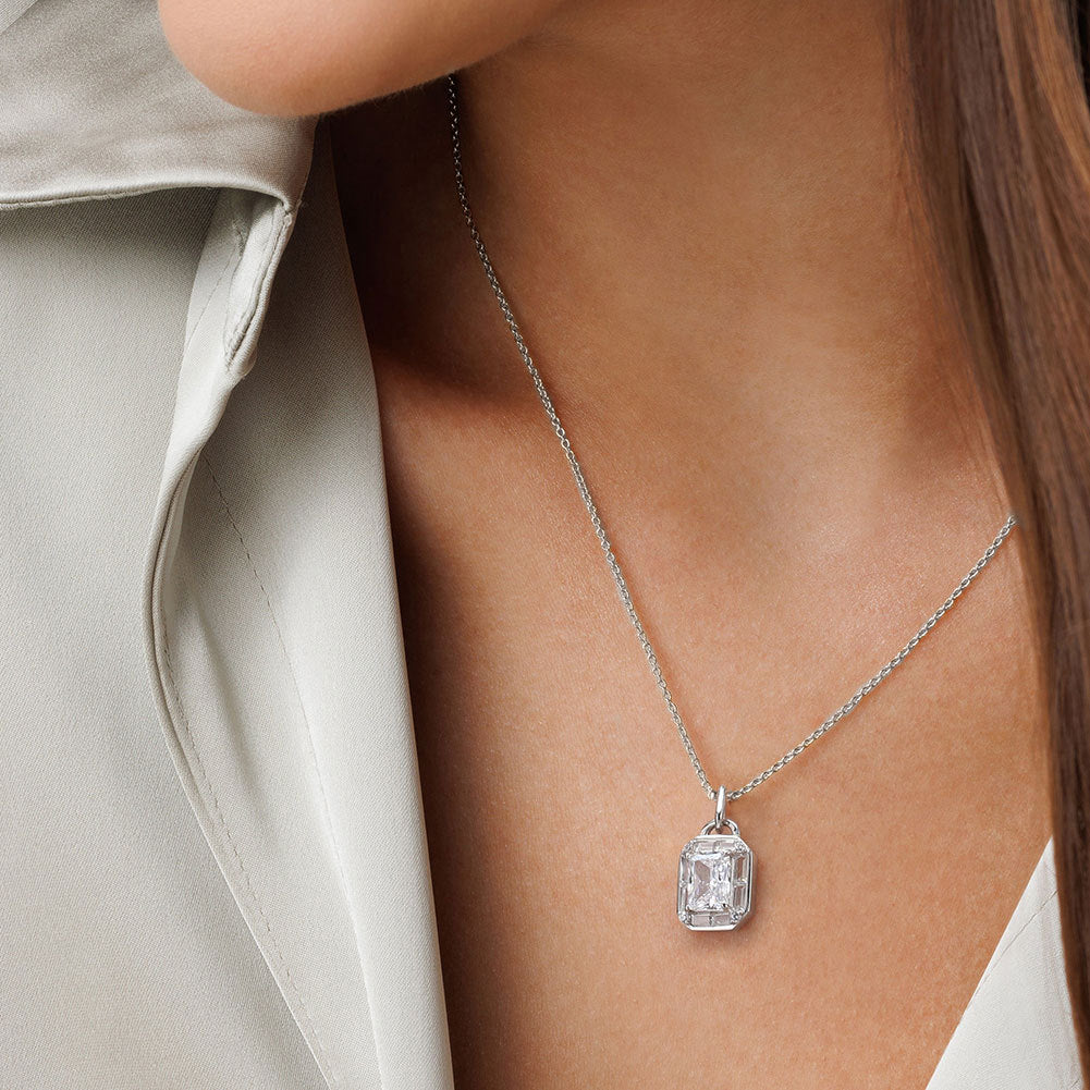 925 Sterling Silver Zircon Pendant Necklace