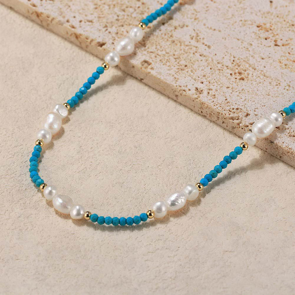 925 Sterling Silver Natural Pearl Necklace Fashion Jewelry Gift for Women Girls