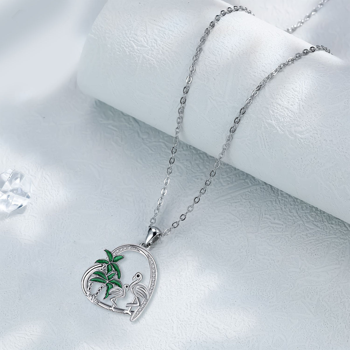 Copper With Silver Plated Birds Trees Pendant Necklace