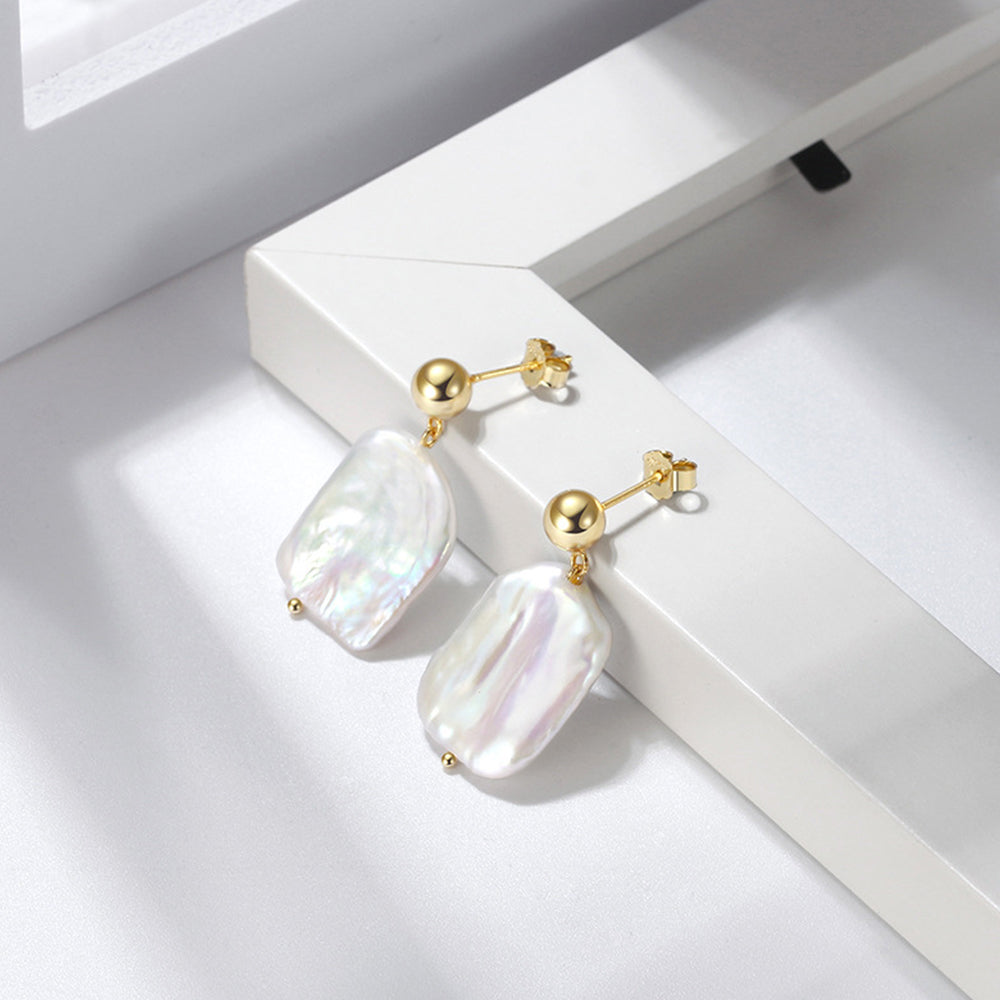 925 Sterling Silver Natural Pearl Huggie Earrings Fashion Jewelry Gift for Women Girl