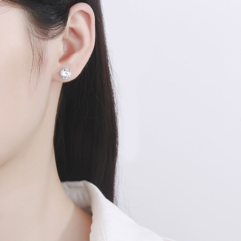 925 Sterling Silver Zircon Screwed Earrings